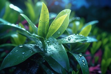 Canvas Print - flowers with water drops. Generated by AI.