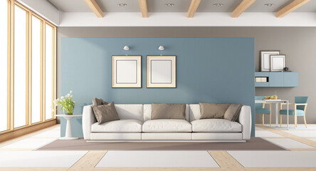 Wall Mural - Modern living room with sofa,table and chairs - 3d rendering