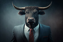 Bull In Business Suit. Generative AI Technology