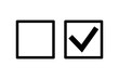 Square checkbox set. Blank and checked checkbox stroke line art vector icon for app or website. Survey icon.