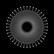 Circle With White Lines On A Black Background Like Sun Concept. Can Be Used As An Icon, Logo, Tattoo.