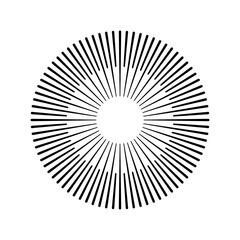 Circle with black lines on a white background like sun. Can be used as an icon, logo, tattoo.