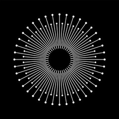 circle with white lines on a black background like sun concept. can be used as an icon, logo, tattoo