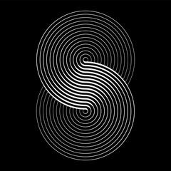 Aufkleber - Two circles in a spiral or infinity symbol. Art lines illustration as logo or tattoo, icon.