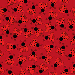 Poster - Ladybug seamless pattern art background. Vector illustration