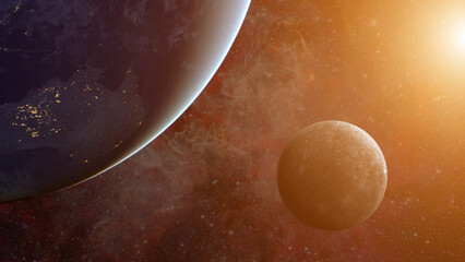 Wall Mural - solar system - mercury. science background. elements of this image furnished by nasa