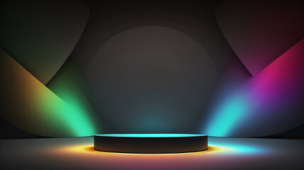 photo futuristic portal science fiction podium 
pedestal platform modern empty cyberpunk podium mockup space  background

