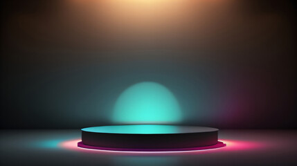 photo futuristic portal science fiction podium 
pedestal platform modern empty cyberpunk podium mockup space  background

