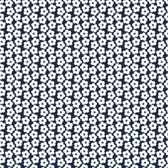 Sticker - Blue seamless pattern with small white flowers