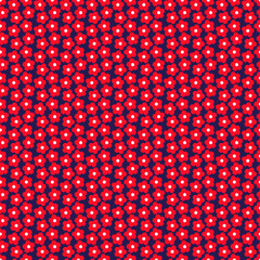 Poster - Blue seamless pattern with small red flowers