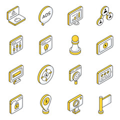 Wall Mural - Pack of Web and Analytics Flat Icons

