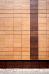 Poster - Modern brown metal facade tiles wall and a ground. Abstract architecture background
