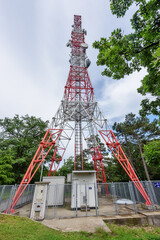 View of the Mount Kosmaj in Serbia and The telecommunication tower building