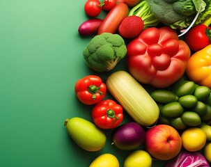 fresh vegetables on green background 