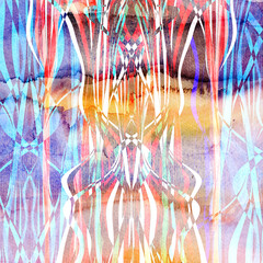 Poster - Abstract watercolor colored background with wavy elements