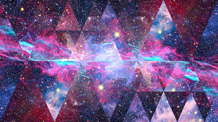 Wall Mural - image of the nebula, galaxy and the sacred geometry collage. abstract cosmos. elements of this image