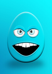 Canvas Print - Easter Egg With Eyes and Mouth Feeling Angry 3D Illustration