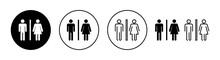 Toilet Icon Set For Web And Mobile App. Girls And Boys Restrooms Sign And Symbol. Bathroom Sign. Wc, Lavatory