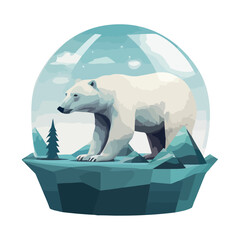 Wall Mural - Cute polar bear on ice