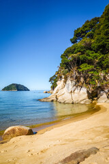 Wall Mural - Abel Tasman National Park. White sand bay and turquoise sea. New Zealand