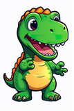 Fototapeta Dinusie - A cartoon dinosaur with a big smile on his face. Generative AI.