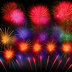 Explosive isolated fireworks light up the sky created using generative ai