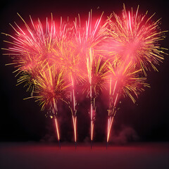 Explosive isolated fireworks light up the sky created using generative ai