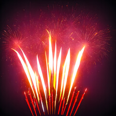 Explosive isolated fireworks light up the sky created using generative ai