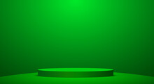 Green Podium And Green Light In The Studio Room
