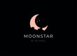 elegant crescent moon and star logo design line icon vector in luxury style outline linear	
