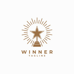 trophy champion vector template. first place winner award wreath ribbon graphic illustration.