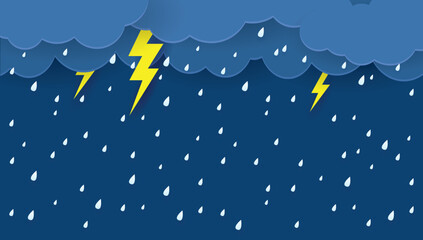 Wall Mural - heavy rain in dark sky, rainy season, clouds and storm, weather nature background, flood natural dis