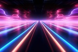 Fototapeta Przestrzenne - abstract futuristic background with pink blue glowing neon moving high speed wave lines and bokeh lights. Data transfer Data Connection concept Fantastic wallpaper
