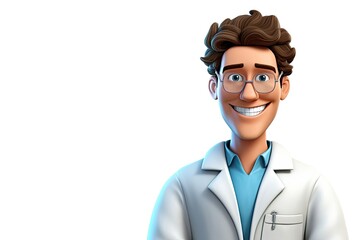 Wall Mural - Caucasian Male Dentist Isolated White Backdrop Handsome With Copy Space Generative AI