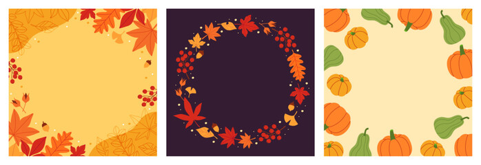 Wall Mural - autumn background banner set