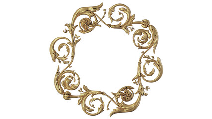 antique gold frame floral pattern, png ornament cut out