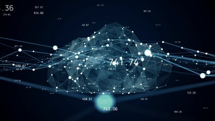 Poster - Cloud computing and communication network concept. Abstract animation.