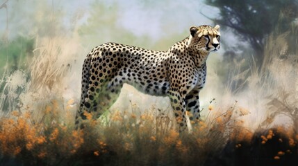 Wall Mural - cheetah and cub