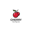 cherry fruit logo side by side vector illustration