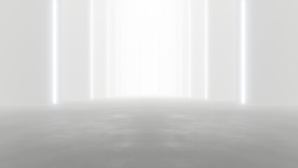 Poster - 3d rendering of white abstract sci-fi tunnel, futuristic spaceship corridor.