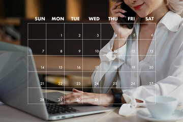 Poster - Highlight Reminder Appointment for the Calendar and the Organizer's Agenda Booking Meeting Appointment On Laptop Computer Online Reminder Schedule Event