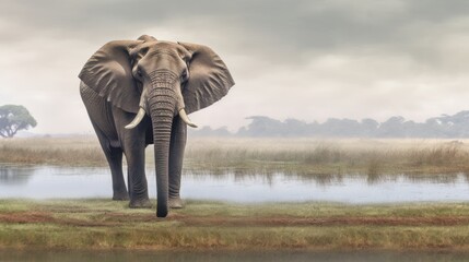 Wall Mural - elephant in the serengeti