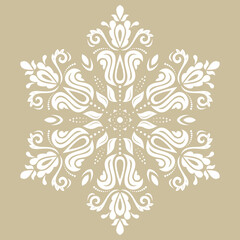 Wall Mural - oriental pattern with arabesques and floral elements. traditional classic ornament. vintage round wh