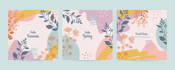 Poster - Colorful abstract Spring art templates. Suitable for social media posts, mobile apps, banners design and web. Vector illustration backgrounds.
