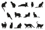 Fototapeta Koty - Set of silhouettes of cats vector illustration