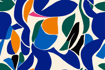 Abstract simple organic shapes pattern. Collage contemporary print. Fashionable retro template for design. Modern ethnic style