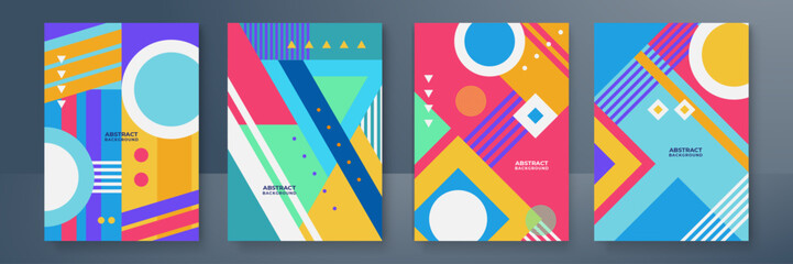 Wall Mural - Modern abstract covers, minimal covers design. Colorful geometric background, vector illustration.