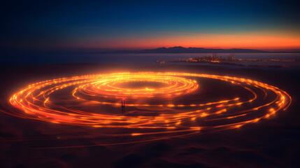 Wall Mural - fire in the water sunset