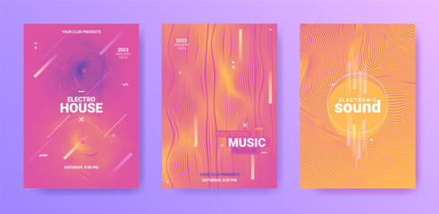 Sticker - Electronic Music Flyers. Techno Dance Poster. Gradient Wave Movement.