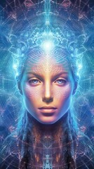 Wall Mural - female spiritual guide, young starseed woman, concept of love, meditation incarnarion, compassion, c